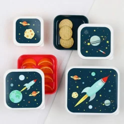 Lot de 4 boîtes à goûter Espace