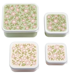 Lot de 4 boîtes à goûter Fleurs