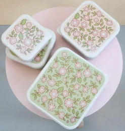 Lot de 4 boîtes à goûter Fleurs
