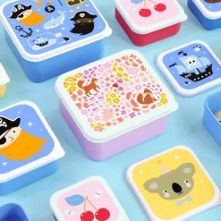 Lot de 4 boîtes à goûter Fleurs du jardin