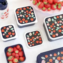 Lot de 4 boîtes à goûter Fraises
