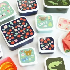 Lot de 4 boîtes à goûter Fraises