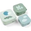 Lot de 3 boîtes à goûter Happy clouds vert