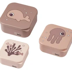 Lot de 3 boîtes à goûter Sea Friends rose