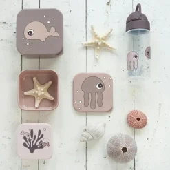 Lot de 3 boîtes à goûter Sea Friends rose