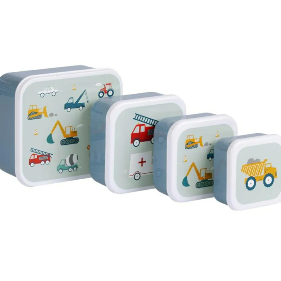 Lot de 4 boîtes à goûter Véhicules