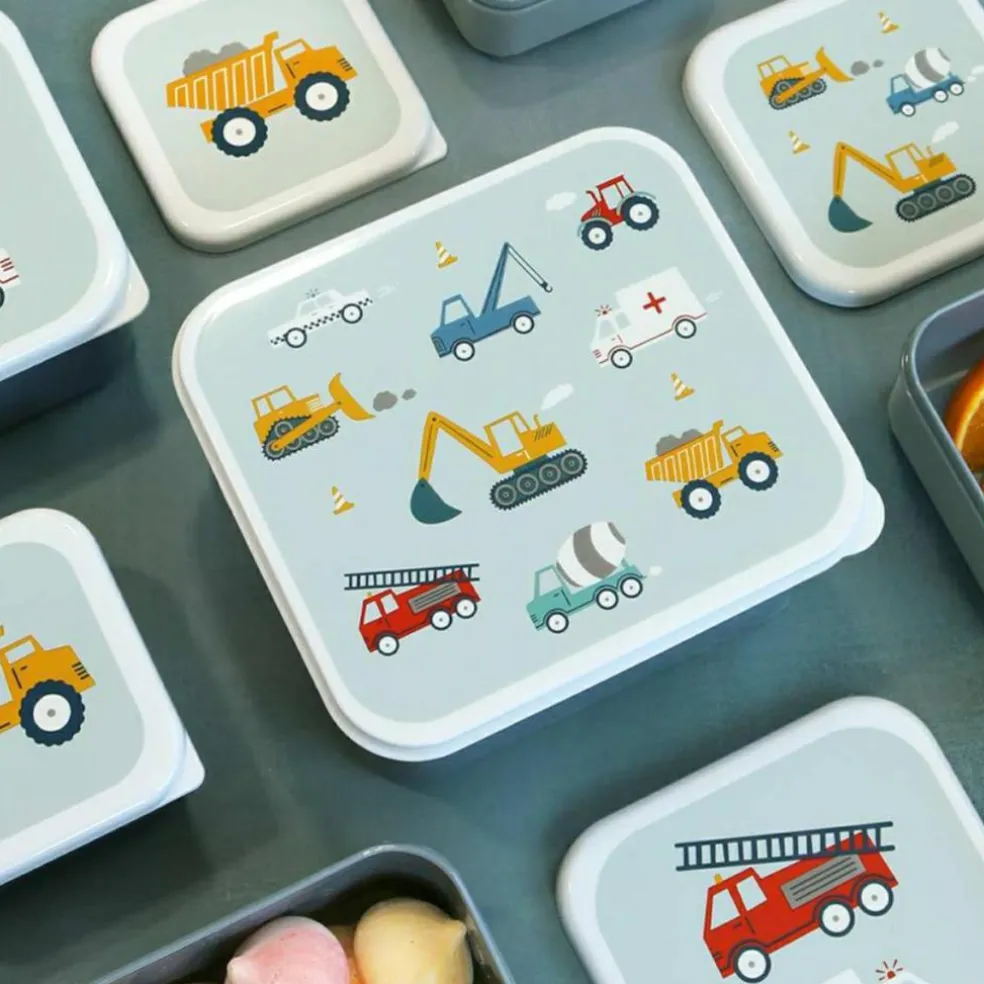 Lot de 4 boîtes à goûter Véhicules