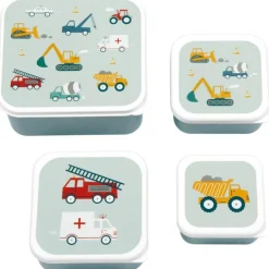 Lot de 4 boîtes à goûter Véhicules