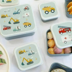 Lot de 4 boîtes à goûter Véhicules