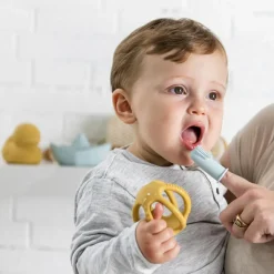 Lot de 2 brosses à dents à doigt bleu + étui de protection