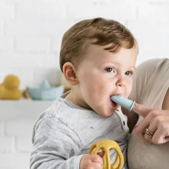 Lot de 2 brosses à dents à doigt bleu + étui de protection