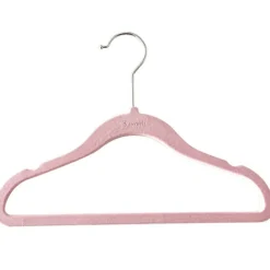 Lot de 10 cintres en velours rose clair