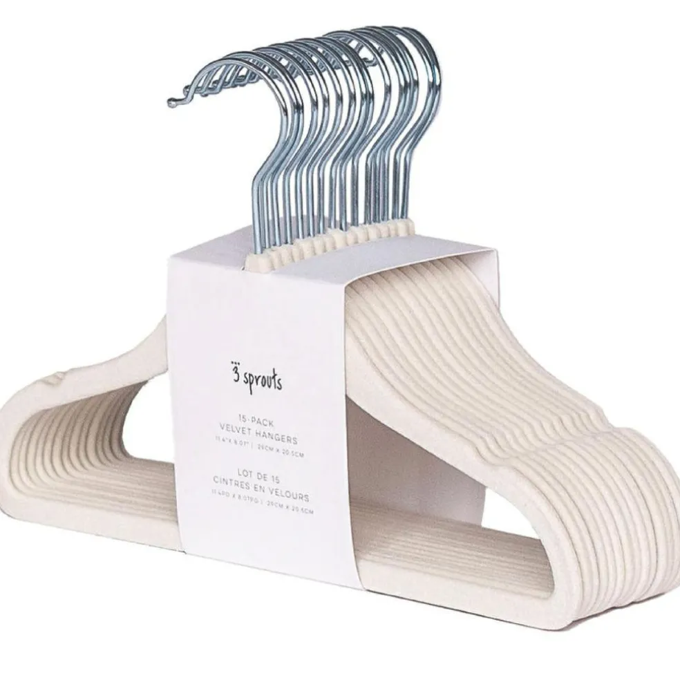 Lot de 15 cintres en velours crème