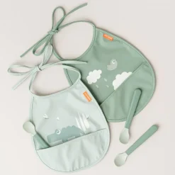 Lot de 3 cuillères bébé Easy-grip vert