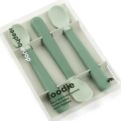 Lot de 3 cuillères bébé Easy-grip vert