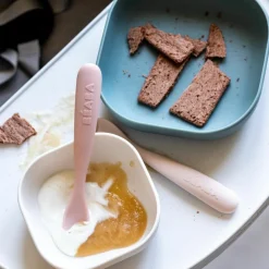 Lot de 2 cuillères silicone 1er âge avec boîte de transport Duo barbe à papa