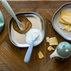 Lot de 2 cuillères silicone 1er âge avec boîte de transport Duo nature