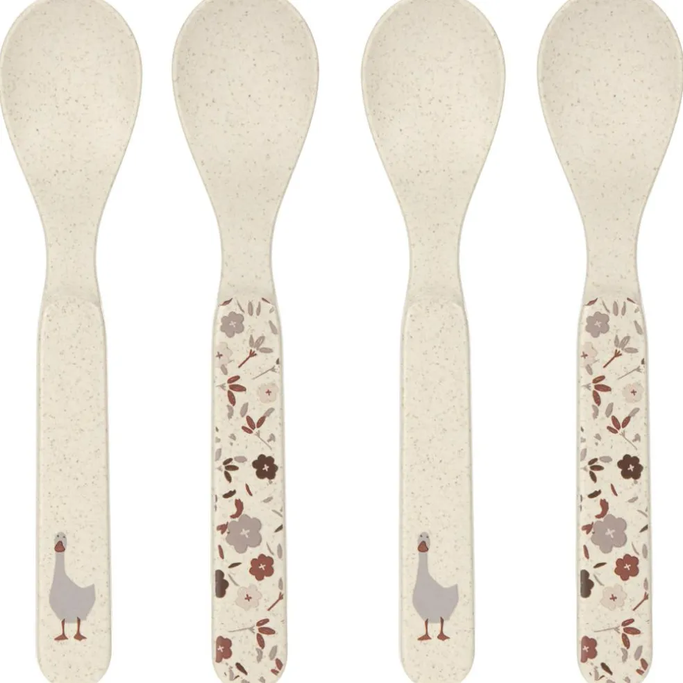 Lot de 4 cuillères Tiny Farmer mouton et oie naturel