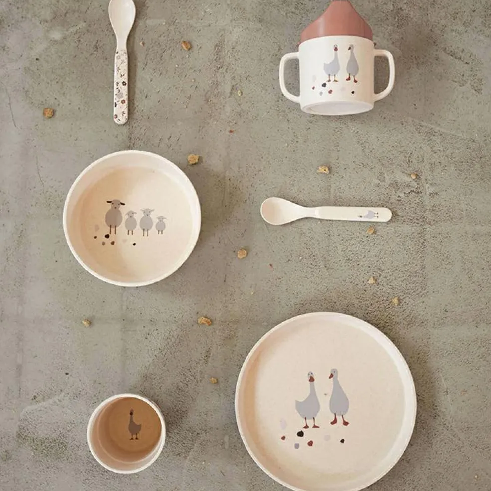 Lot de 4 cuillères Tiny Farmer mouton et oie naturel