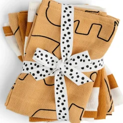 Lot de 5 débarbouillettes en tissu Deer friends Moutarde (30 x 30 cm)