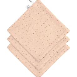 Lot de 3 débarbouillettes Pois rose-pêche