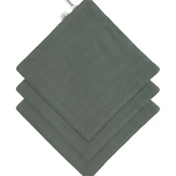 Lot de 3 débarbouillettes vert pétrole