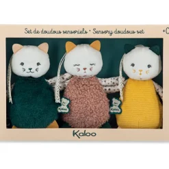 Lot de 3 doudous chats sensoriels Stimuli