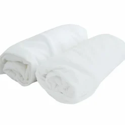 Lot de 2 draps housses coton blancs (70 x 140 cm)