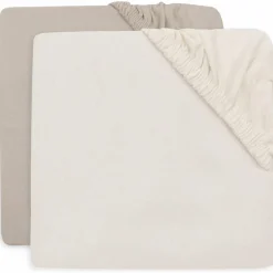 Lot de 2 draps housses en jersey Oatmeal-Sand (40 x 80 cm)