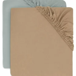 Lot de 2 draps housses en jersey Sea Green-Biscuit (40 x 80 cm)