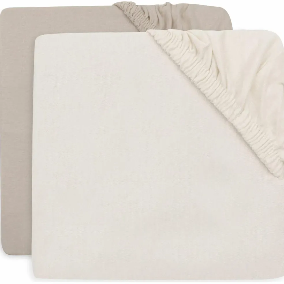 Lot de 2 draps housses en jersey pour matelas de parc Oatmeal-Sand (75 x 95 cm)