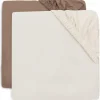 Lot de 2 draps housses en jersey Milky Coffee-Ivory (60 x 120 cm)