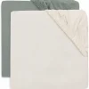 Lot de 2 draps housses en jersey Sea Green-Ivory (40 x 80 cm)