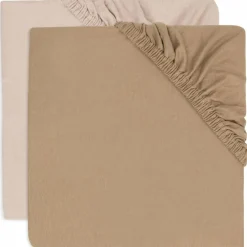 Lot de 2 draps housses en jersey Wild Rose-Biscuit (40 x 80 cm)