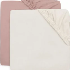 Lot de 2 draps-housses en jersey Wild Rose-Ivory (70 x 140 cm)