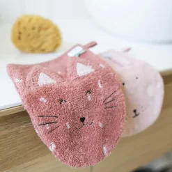 Lot de 2 gants de toilette Mrs. Cat et Mrs. Rabbit