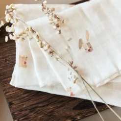 Lot de 3 gants de toilette en gaze de coton Animal Friends