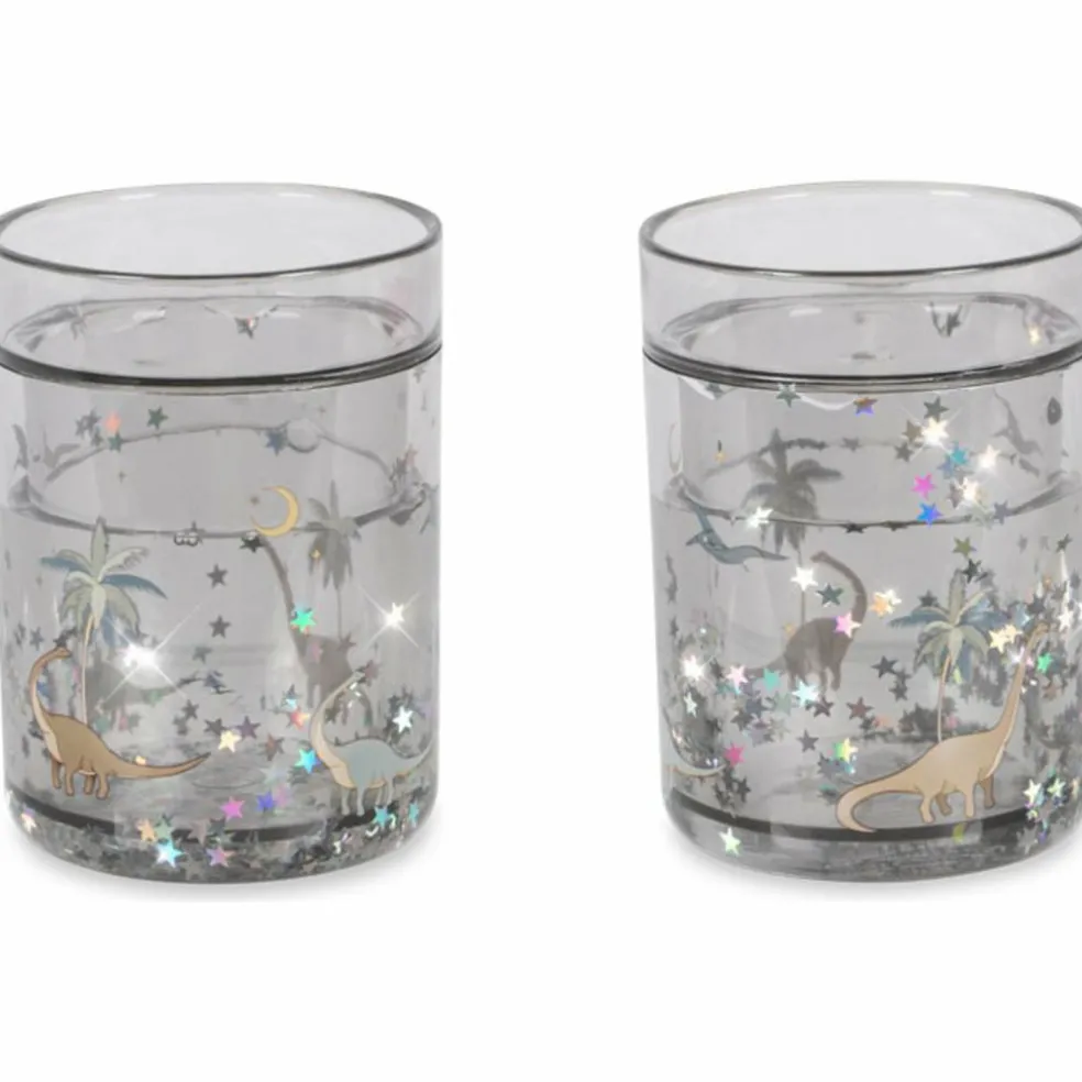 Lot de 2 gobelets à paillettes Dino