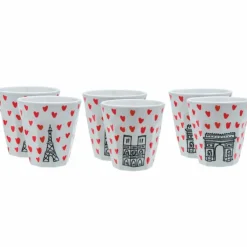 Lot de 6 gobelets paris picto cœurs