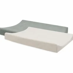 Lot de 2 housses de matelas à langer en éponge Sea Green-Ivory (50 x 70 cm)