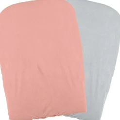 Lot de 2 housses matelas à langer pêche et perle (50 x 75 cm)