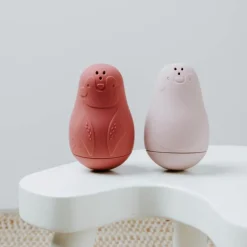 Lot de 2 jouets de bain Pingouin Stone Red-Vieux Rose