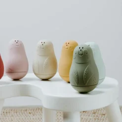 Lot de 2 jouets de bain Pingouin Stone Red-Vieux Rose