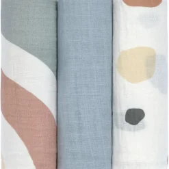 Lot de 3 langes Arc-en-ciel bleu poudré (85 x 85 cm)