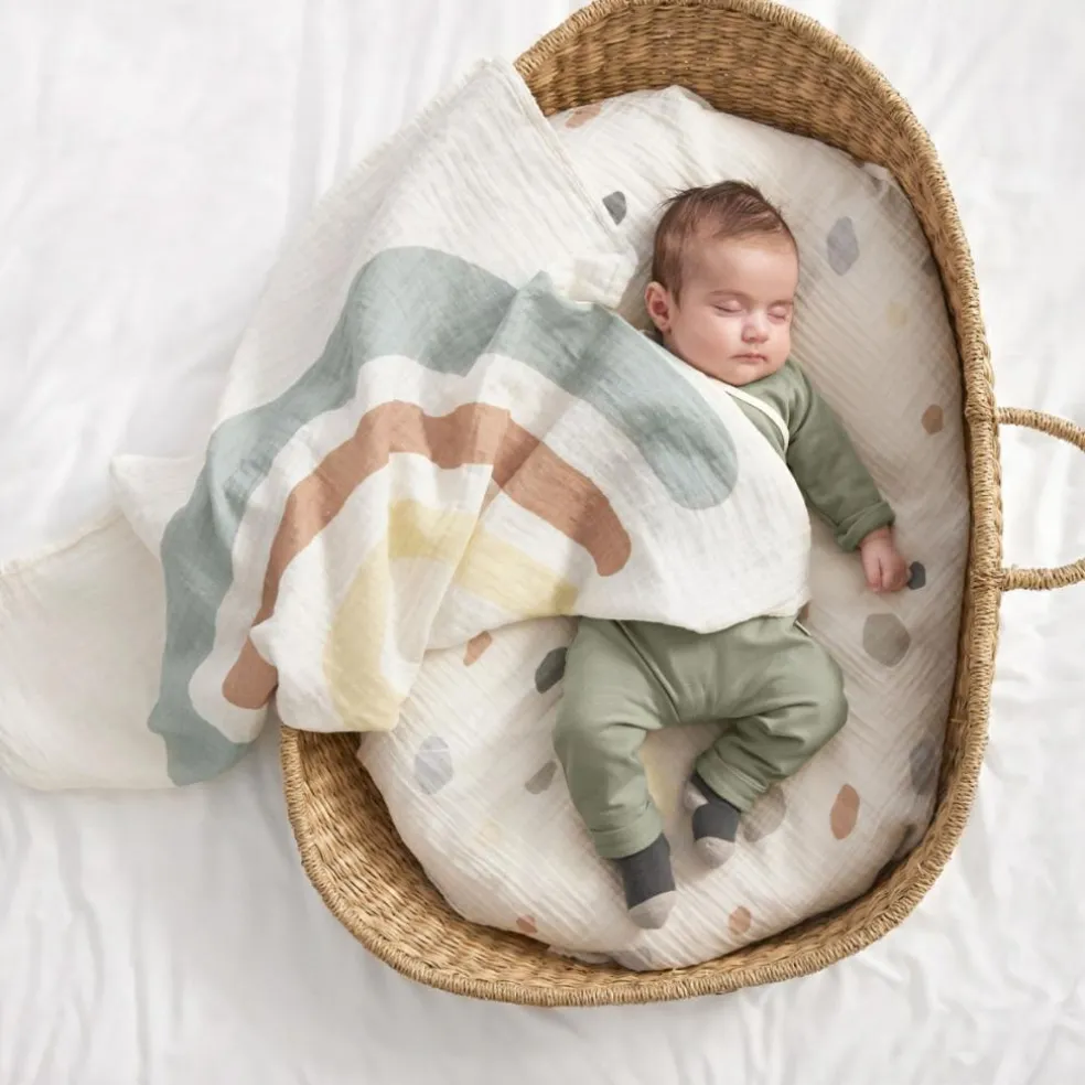 Lot de 3 langes Arc-en-ciel bleu poudré (85 x 85 cm)