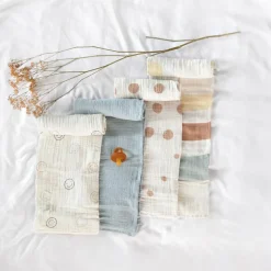 Lot de 3 langes Arc-en-ciel bleu poudré (85 x 85 cm)