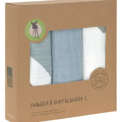 Lot de 3 langes Arc-en-ciel bleu poudré (85 x 85 cm)