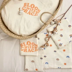 Lot de 2 langes Blossom nature (60 x 60 cm)