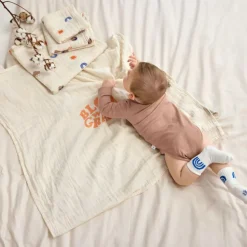 Lot de 2 langes Blossom nature (60 x 60 cm)