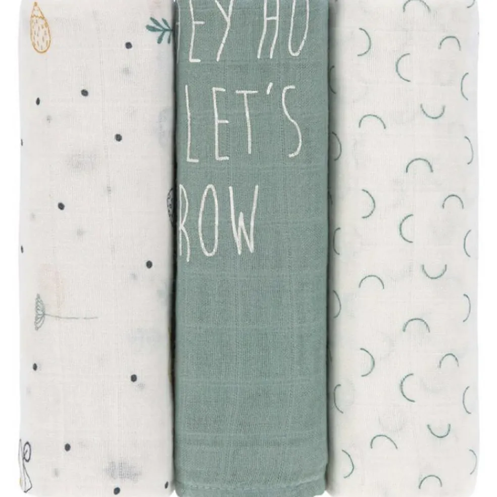 Lot de 3 langes en bambou vert d'eau Garden Explorer (80 x 80 cm)